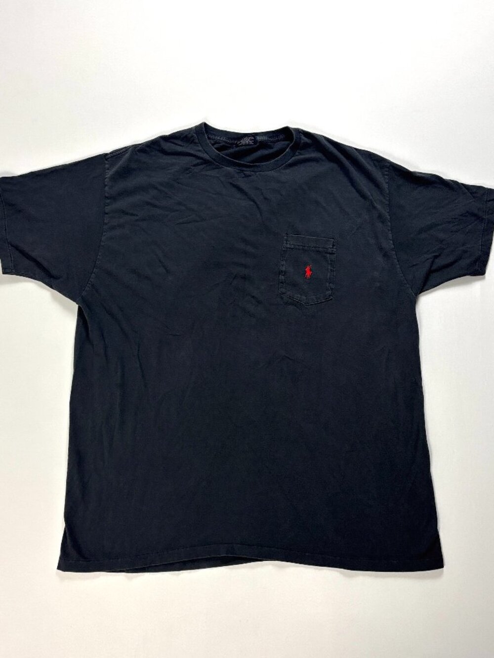 Vintage Polo Ralph Lauren Mens Pocket T-Shirt Black XL Pony Single Stitch USA